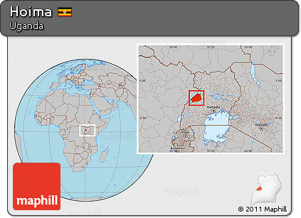 Gray Location Map of Hoima, within the entire country