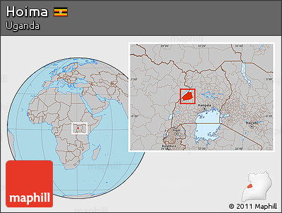 Gray Location Map of Hoima, within the entire country