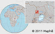 Gray Location Map of Hoima, within the entire country