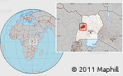 Gray Location Map of Hoima, highlighted country, within the entire country