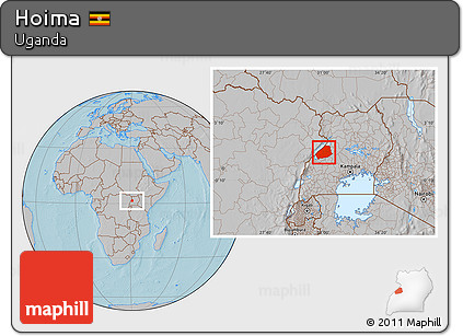 Gray Location Map of Hoima, hill shading