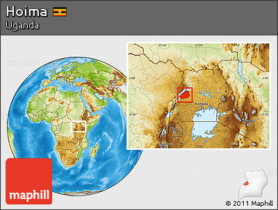 Physical Location Map of Hoima, within the entire country
