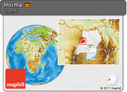 Physical Location Map of Hoima, highlighted country, within the entire country