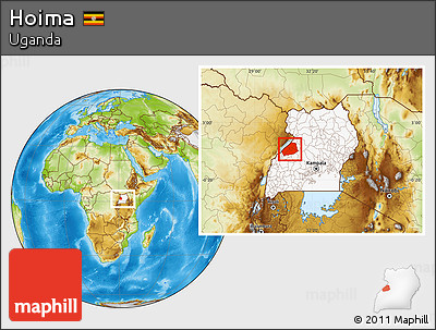 Physical Location Map of Hoima, highlighted country, within the entire country
