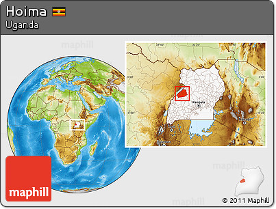 Physical Location Map of Hoima, highlighted country, within the entire country