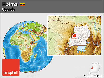 Physical Location Map of Hoima, highlighted country