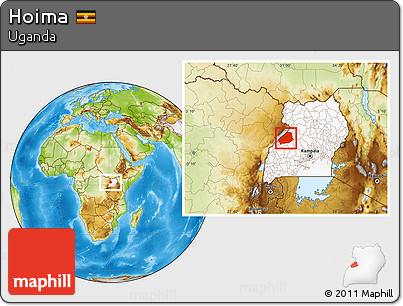 Physical Location Map of Hoima, highlighted country