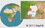 Satellite Location Map of Hoima, highlighted country, within the entire country