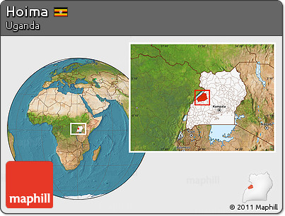 Satellite Location Map of Hoima, highlighted country