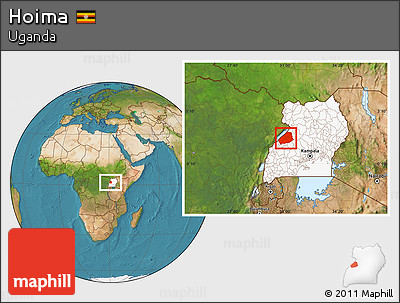 Satellite Location Map of Hoima, highlighted country