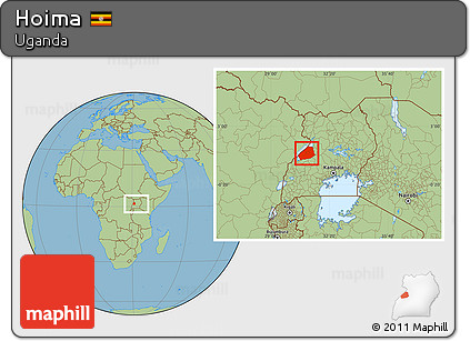 Savanna Style Location Map of Hoima, within the entire country