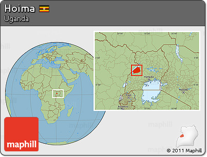Savanna Style Location Map of Hoima, within the entire country