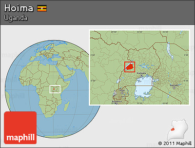 Savanna Style Location Map of Hoima, within the entire country