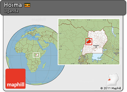 Savanna Style Location Map of Hoima, highlighted country