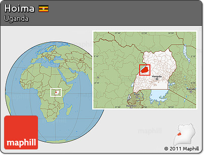 Savanna Style Location Map of Hoima, highlighted country