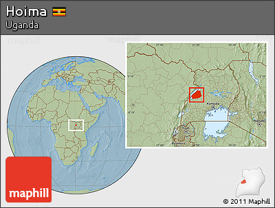 Savanna Style Location Map of Hoima, hill shading