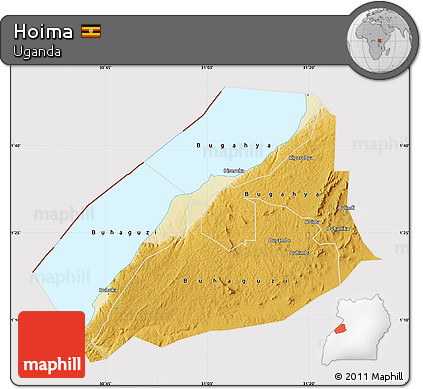 Physical Map of Hoima, cropped outside