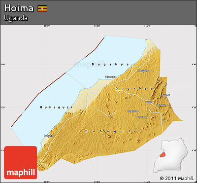 Physical Map of Hoima, cropped outside