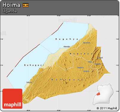 Physical Map of Hoima, cropped outside