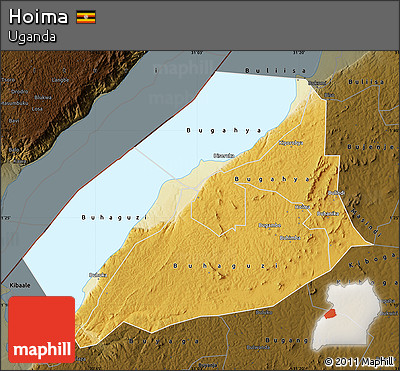 Physical Map of Hoima, darken