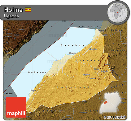Physical Map of Hoima, darken