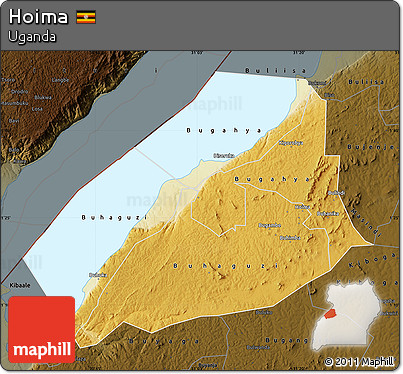 Physical Map of Hoima, darken