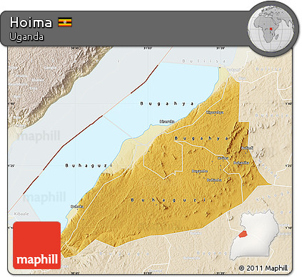 Physical Map of Hoima, lighten