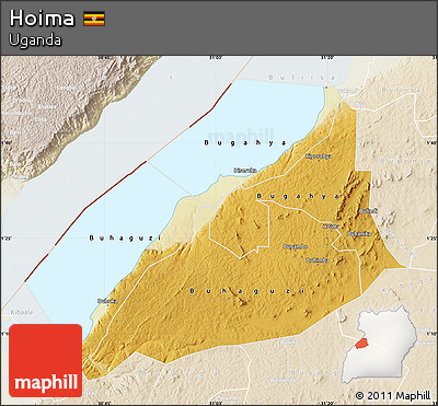Physical Map of Hoima, lighten