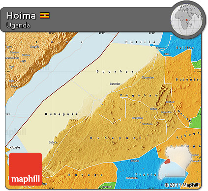 Physical Map of Hoima, political outside