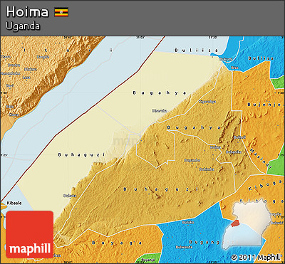 Physical Map of Hoima, political outside