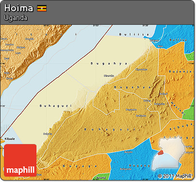 Physical Map of Hoima, political outside
