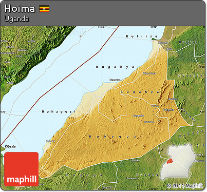 Physical Map of Hoima, satellite outside