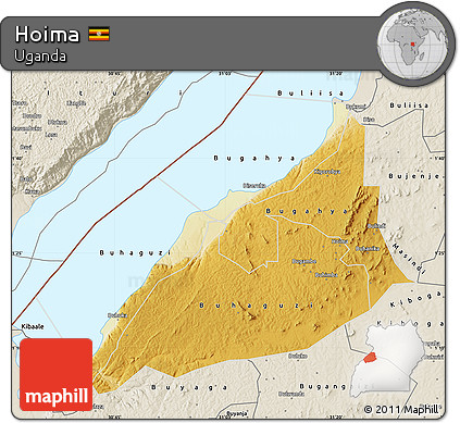 Physical Map of Hoima, shaded relief outside