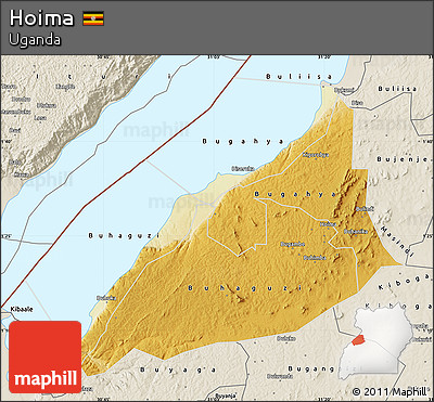 Physical Map of Hoima, shaded relief outside