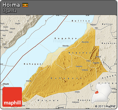 Physical Map of Hoima, shaded relief outside