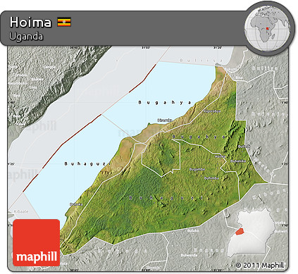 Satellite Map of Hoima, lighten, semi-desaturated