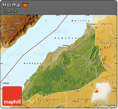 Satellite Map of Hoima, physical outside