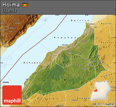 Satellite Map of Hoima, physical outside