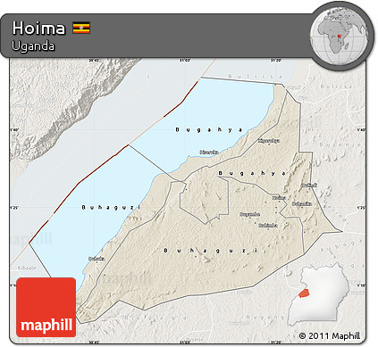 Shaded Relief Map of Hoima, lighten