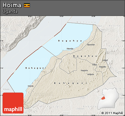 Shaded Relief Map of Hoima, lighten