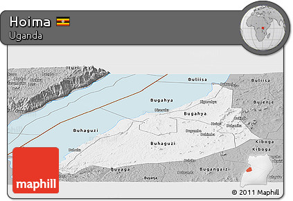 Gray Panoramic Map of Hoima