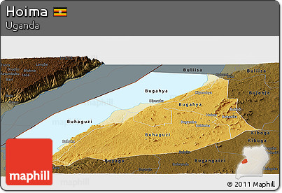 Physical Panoramic Map of Hoima, darken