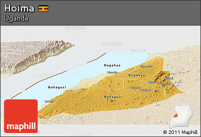 Physical Panoramic Map of Hoima, lighten