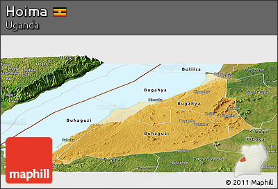Physical Panoramic Map of Hoima, satellite outside