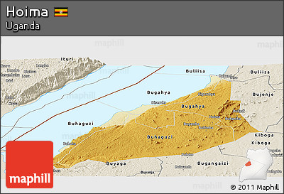 Physical Panoramic Map of Hoima, shaded relief outside