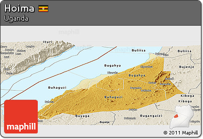 Physical Panoramic Map of Hoima, shaded relief outside