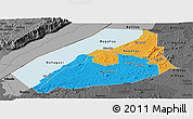 Political Panoramic Map of Hoima, darken, desaturated
