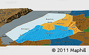 Political Panoramic Map of Hoima, darken