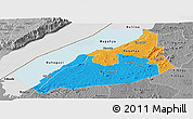 Political Panoramic Map of Hoima, desaturated