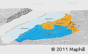 Political Panoramic Map of Hoima, lighten, desaturated